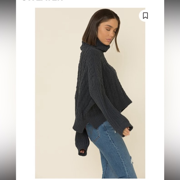 POL WOMEN'S HIGH LOW CABLE KNIT TURTLENECK SWEATER - Picture 2 of 7